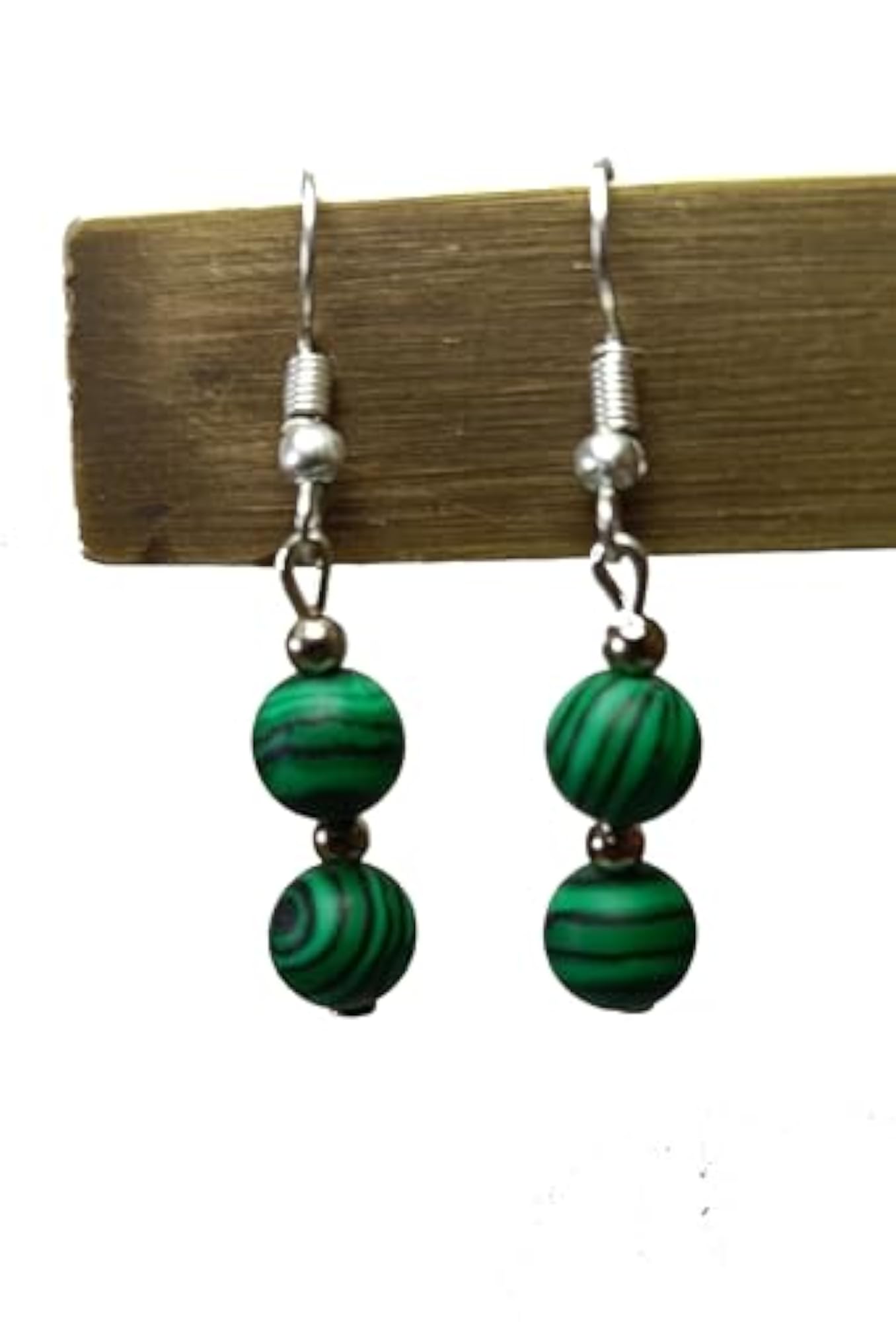 Malachite Obsidian Round Bead Earrings Set, Healing Crystals