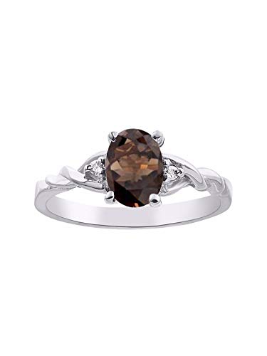 Image of Rylos Sterling Silver Classic Birthstone Ring - 7X5MM Oval Gemstone & Diamonds - Women's Jewelry, Sizes 5-10