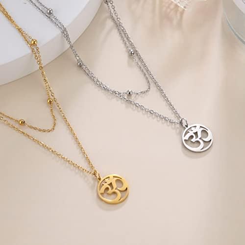 LIKGREAT Women Necklace Indian Yoga Aum Om Ohm Sanskrit Pendant Necklaces Hindhu Symbol Jewelry for Women Girls
