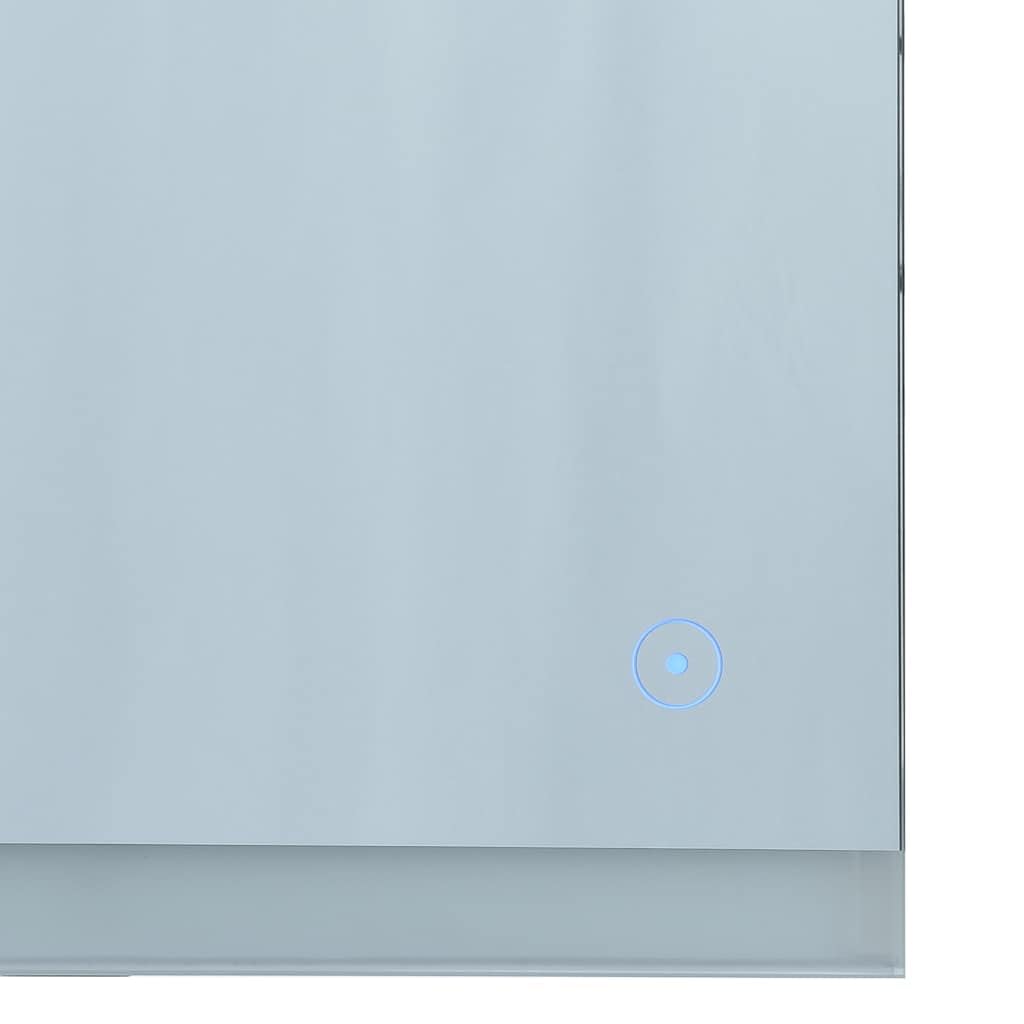 Specchio da bagno a LED, 80 x 60 cm, con sensore touch, 2 strisce LED, IP44, resistente agli spruzzi, cornice in vetro di alluminio, per bagno, corridoio, toeletta