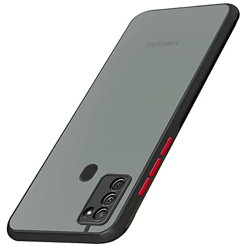 Image of TheGiftKart Translucent Hybrid Back Case Cover for Samsung Galaxy M21 2021 Edition / M21 / M30s | Smoked Matte Back | 360 Degree Protection | Protective Hard Back Cover Case (PC & TPU, Black Bumper)