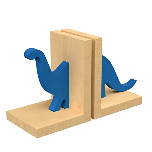 Image of X&Y Furniture for Growth Tan Orange Bookends, Book Organizer, Home Decorative, Blue Dino Book Holder for Kids Room (Blue)