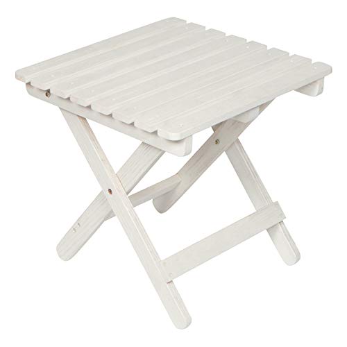 Shine Company 4119Ew Adirondack Square Outdoor Folding Side Table | Wooden Small Deck Table For Indoor/Outdoor – Eggshell White #TOP2