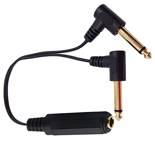 SHANFEILU 6.35 mm Cable Splitter 1/4 inch Female TRS Stereo to Dual 2x6.35mm 1/4 Inch TS Mono Male Gold Plated 90 Degree Right Angle Y Splitter Audio Mixer Cable 25cm - Image 4