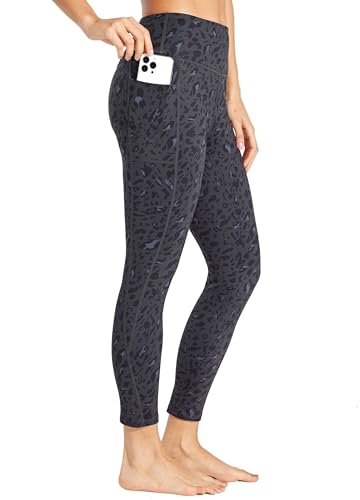 Legging polaire femme running noir léopard XL pour courir au chaud en hiver