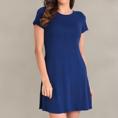 Image of Miss Lavish London Women's Relaxed Fit T Shirt Dress with Pockets Short Sleeve Summer Vacation Dresses