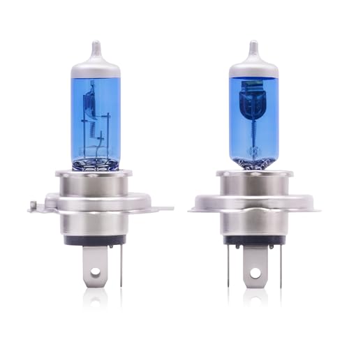 Image of Sinoparcel H4 /9003 Halogen Headlight Bulbs White 5000K, High and Low Beam, Brighter Replacement for Standard 60W /55W Light, Pack of 2
