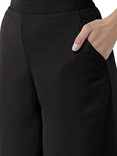 Image of Style Quotient Women Black Solid Flared Palazzos