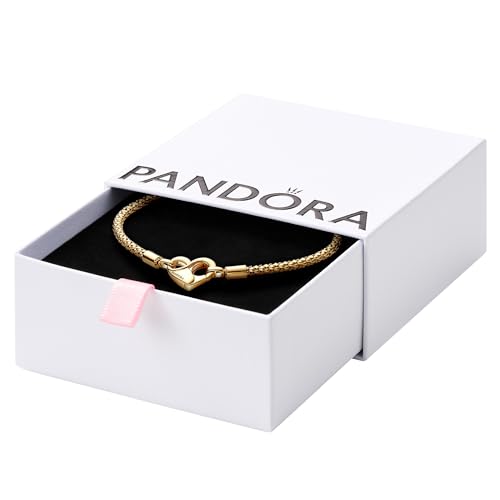 PANDORA Moments Studded Chain Bracelet - Compatible Moments Charms - Gold Charm Bracelet for Women - Gift for Her - 14k Gold-Plated - With Gift Box - 6.7''