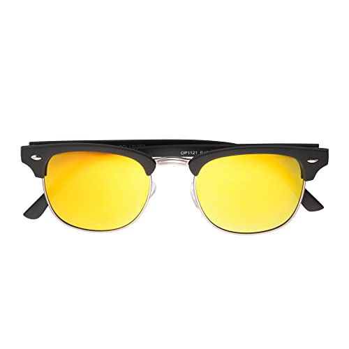 Panama Jack Men's Polarized Red Mirror Club Sunglasses, Shiny Gunmetal with Rubber Black, 492