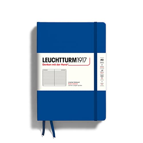 LEUCHTTURM1917 - Notebook Hardcover Medium A5-251 Numbered Pages for Writing and Journaling (Royal Blue, Ruled)