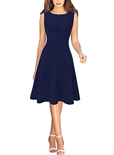 Image of VFSHOW Womens Front Zipper Work Business A-Line Dress Elegant Professional Office Career Church Fit and Flare Skater Dresses