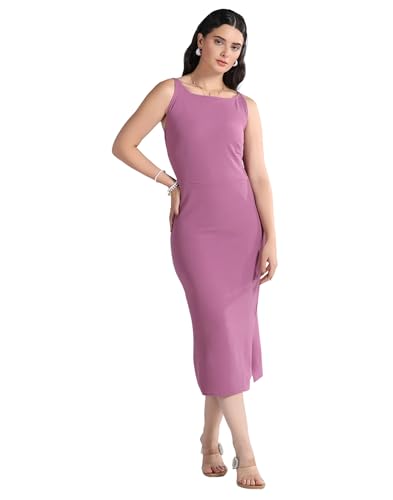 Image of Selvia Women's Calf Length Western Dress Stylish, Lycra Bodycon Dress for Woman Stylish