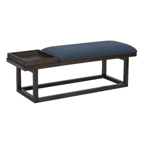 Linon Nate Wood Navy Upholstered Bench with...