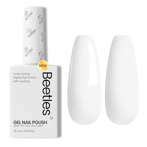 Image of Beetles White Gel Nail Polish - Pure Elegance, 0.51Oz White Gel Polish, Soak Off UV LED Nail Lamp Home Salon DIY Design Art Manicure for Women