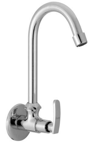 Logger Brass Wave Cock Sink Tap for Kitchen & Bathroom (Silver, 18x19x4 cm)