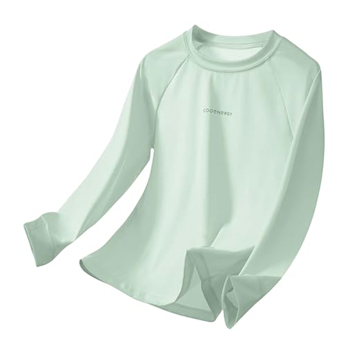 Uv Shirt Kinder Langarm Badeshirt Uv Kinder Unisex Langarm Rundhals Lässig Sommer Bequeme Sportshirt Weiche Schnelltrocknendes Tshirt Atmungsaktive Wandershirt Teenager Rashguards 004 Light Green 140