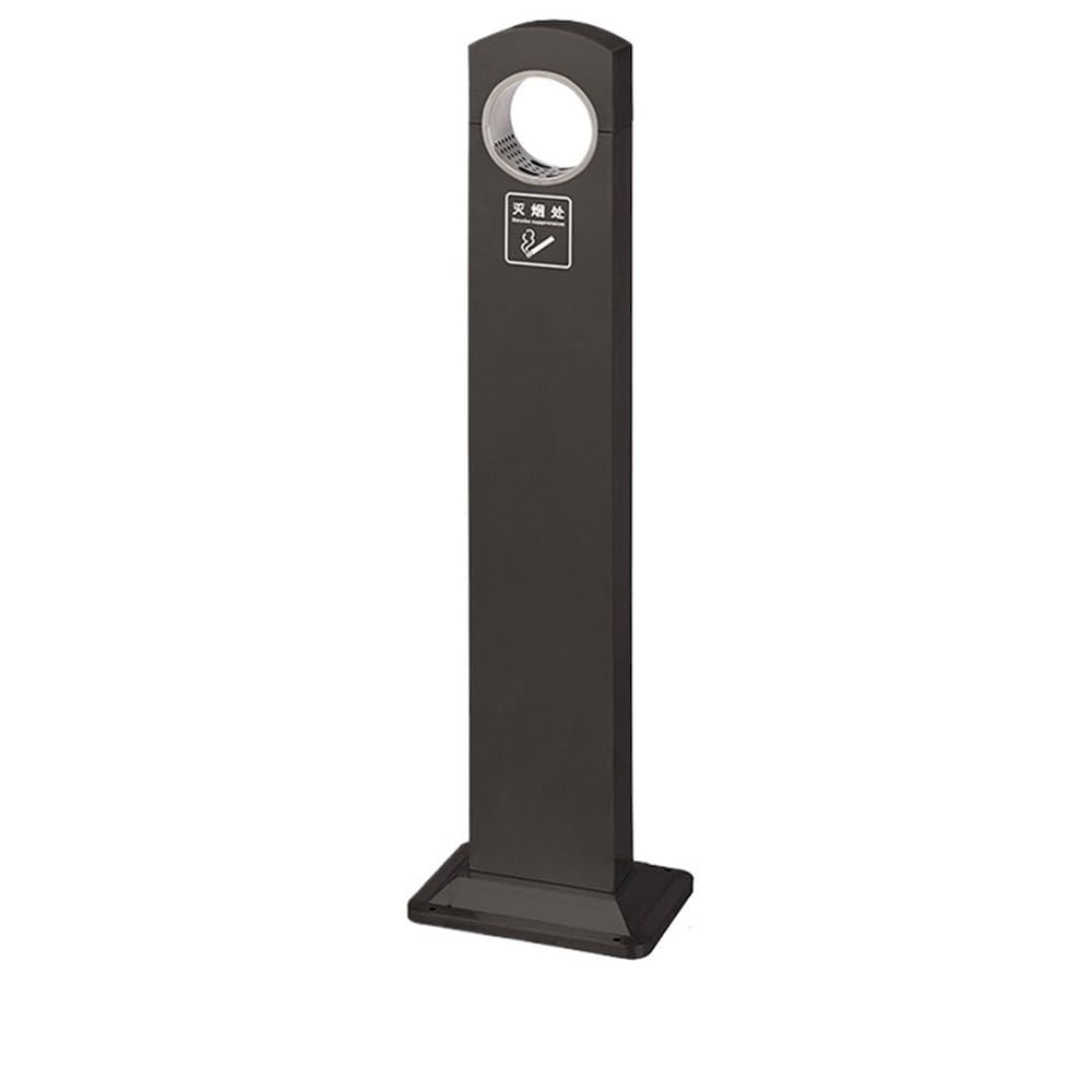 Stand ashtray Rainproof Ash Pillar Hotel Cigarette Butt Collection Vertical Extinguishing Smoking Trash can Stainless Steel Outdoor Pillar(Black)