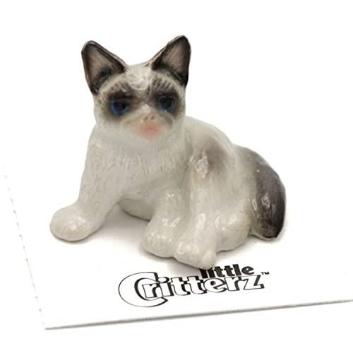 Little Critterz Cat - Cat Grumpy - Multicolor Home Decor Birthday Gift Animal Miniature Porcelain Figurine