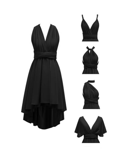 Image of Women's Short Convertible Dress with Bandeau High Low Infinity Bridesmaid Dresses Multi-Way Transformer Formal Dress
