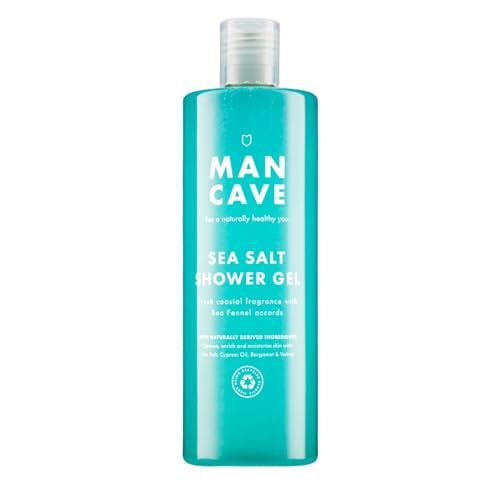 ManCave Gel Douche au Sel de Mer - Gel Douche Hommes 500 ml, Arôme Côtier Rafraîchissant, Naturel, Sans Sulfate ni Parabène, Végétalien