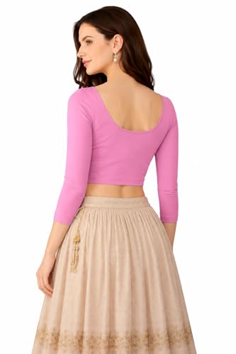 Image of Fressia Fabrics Women's Cotton Readymade Saree Blouse Stretchable Crop Top Choli Bustier Top