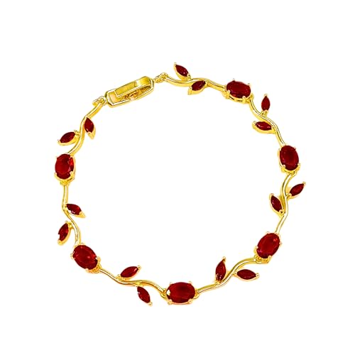 Image of Trend It Anti TarnishTulip Bracelet for Women| Gold Finish Red Crystal Floral Design | Trendy Bracelet For Ladies |Minimalist Jewellery, Gift For Her