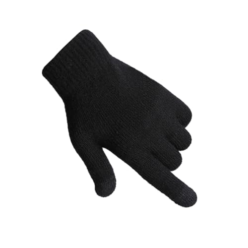 PartyKindom Men Warm Knitted Touch Screen Gloves Thicken Slip Winter Wear for Outdoor Activities Comfortable Black Gloves for Cold Weather Gentlemen Essential Gear