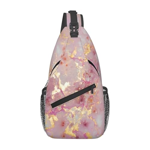Mochila cruzada con textura mármol rojo unisex deportiva