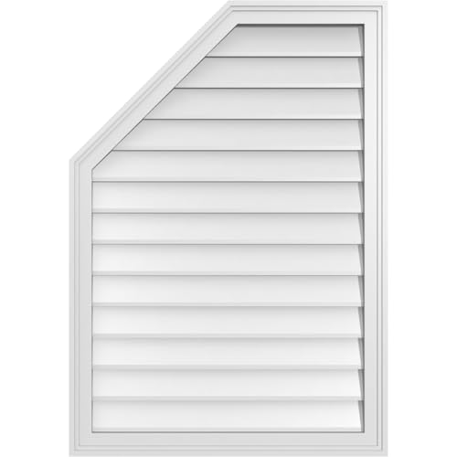Ekena Millwork GVPOL28X4002SN Octagonal Surface Mount PVC Gable Vent, 28"W x 40"H, Factory Primed White