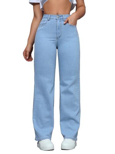 Image of TOPLOT Women's Jeans | High Rise Waist Design | Baggy Fit Style with Relaxed Silhouette | Trendy Look with Comfortable Wear | Easy Styling for Everyday Fashion | Casual, Streetwear (5204)