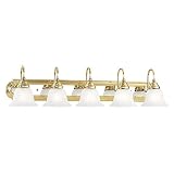 Livex Lighting 1005-25 Belmont 5-Light Bath Light, Polished Brass and Chrome, 36 x 8.5 x 8.5