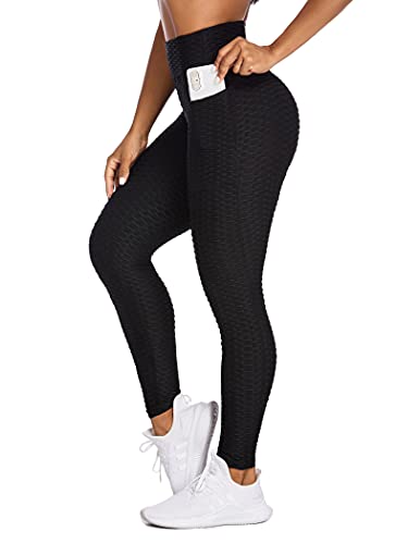 COOrun Butt Lifting Leggings High Waisted Yoga Pants Workout Tummy Control Athletic Tights Anti Cellulite Leggings for Women Black