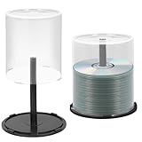 CD/DVD Cake Box Spindle,2pcs 100 Disc Capacity Storage Empty Blank CD Cases, Clear CD Holder Plastic Column DVDs Bucket Case