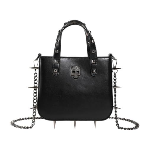 Punk Handbag for Women Crossbody Skull Cross Chain Rivets Spikes Decoration Trendy Fashion Shoulder Satchel Medium Niche