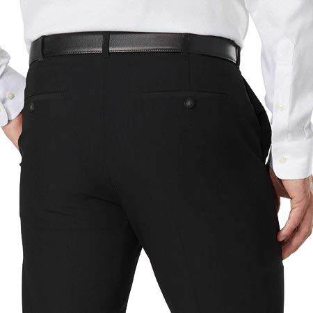 IZOD Mens Performance Stretch Straight Dress Pants (Black, 34W x 30L)2