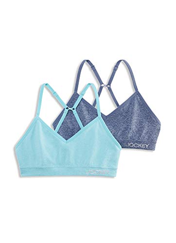 Jockey Girl's Bras Girl's Seamfree Bralette - 2 Pack, Blue Jade/Navy, s