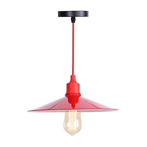 N / A lumière pendante Pays américaine, Rouge Feuille de Lotus Parapluie tête Unique cône E27 Fer Verre Art et PVC pour Abat Restaurant Lounge, 27cm,30 cm
