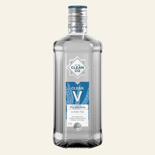 CleanCo Clean V - Alcohol-Free Vodka Alternative | New Recipe Award-Winning Zero Proof Spirits | Sugar Free Low Calorie No Sweeteners | Vegan & Gluten-Free | Alcohol Free Cocktails | 23.7fl oz (700ml)