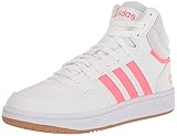 adidas Women's Hoops 3.0 Mid Basketball Shoe, White/Turbo/Gum, 6