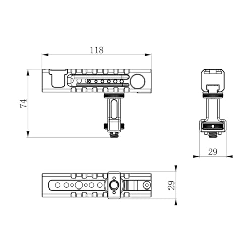 Image of Movable Camera Top Handle with 3 /8 inch locating Pin for ARRI Interface,Universal Camera Cage Top Holder Compatible with EOS R50 /R100 /EOS RP /A7 ii /A7R iii /ZV E-10 ii Cage and Monitor /Microphone /Light