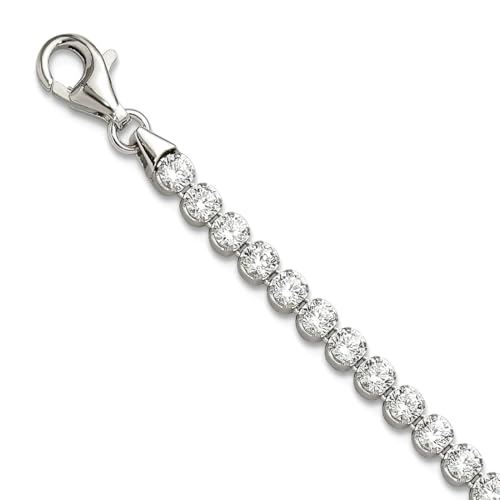 Bracelet tennis argent 925 femme 19,1 cm avec zirconium rond 3,5 mm plaqué rhodium