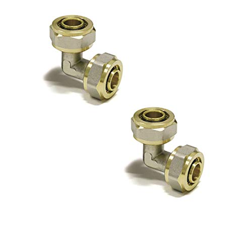 Codo 16 mm – 16 mm conector. Compresión para pert-al-pert o pex-al-Pex.