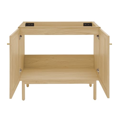 Image of Classe 36 inch Freestanding Bathroom Vanity Cabinet Without Top in Natural Oak