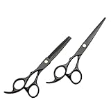 FOMIYES 2個ステンレス製ヘアシザー 理髪店用ヘアカットシザー 人間工学に基づいたグリップ設計 耐久性のあるヘアカットツール