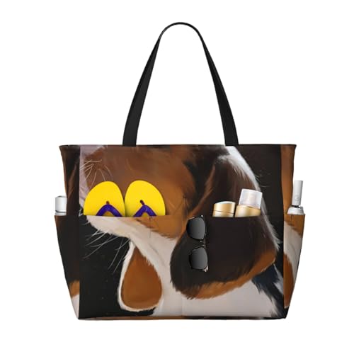 Sac de plage Beagle pour femme grand sac à bandoulière avec poignées