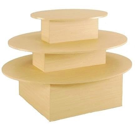 Only Hangers 3 Tier Display Tables in Black, White, or Maple - Available in Oval, Rectangular or Square (Oval/Round, Maple)