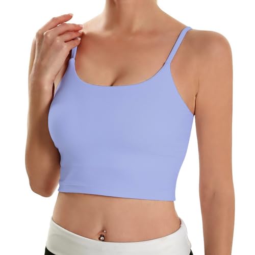 Image of ECOPARTY Wirefree Padded Yoga Sports Bra for Women - Moisture Wicking Quick Dry Workout Crop Tank Camisole