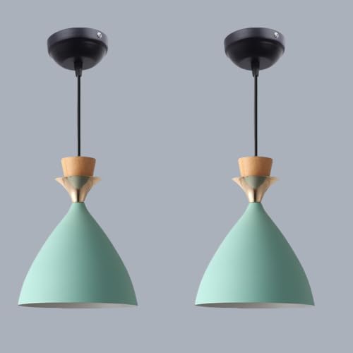 Image of Modern Aqua Blue Dome Hanging Pendant Light for Ceiling, Aluminium, Antique Decor, E-27 Holder, (Bulb is not Included) Pack of 2