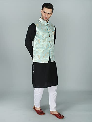 Image of Exotic India Ethnic Wear Floral Brocade Nehru Jacket Waist Coat